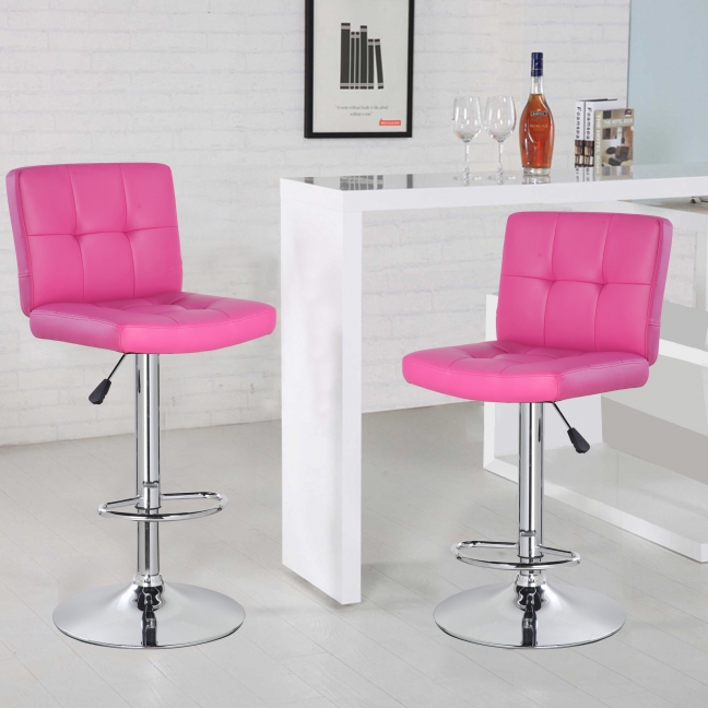 Square Bar Stool with Chrome Footrest (5069-PK)