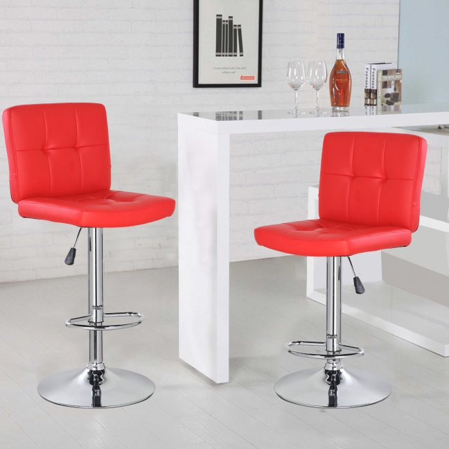 Square Bar Stool with Chrome Footrest (5069-RD)